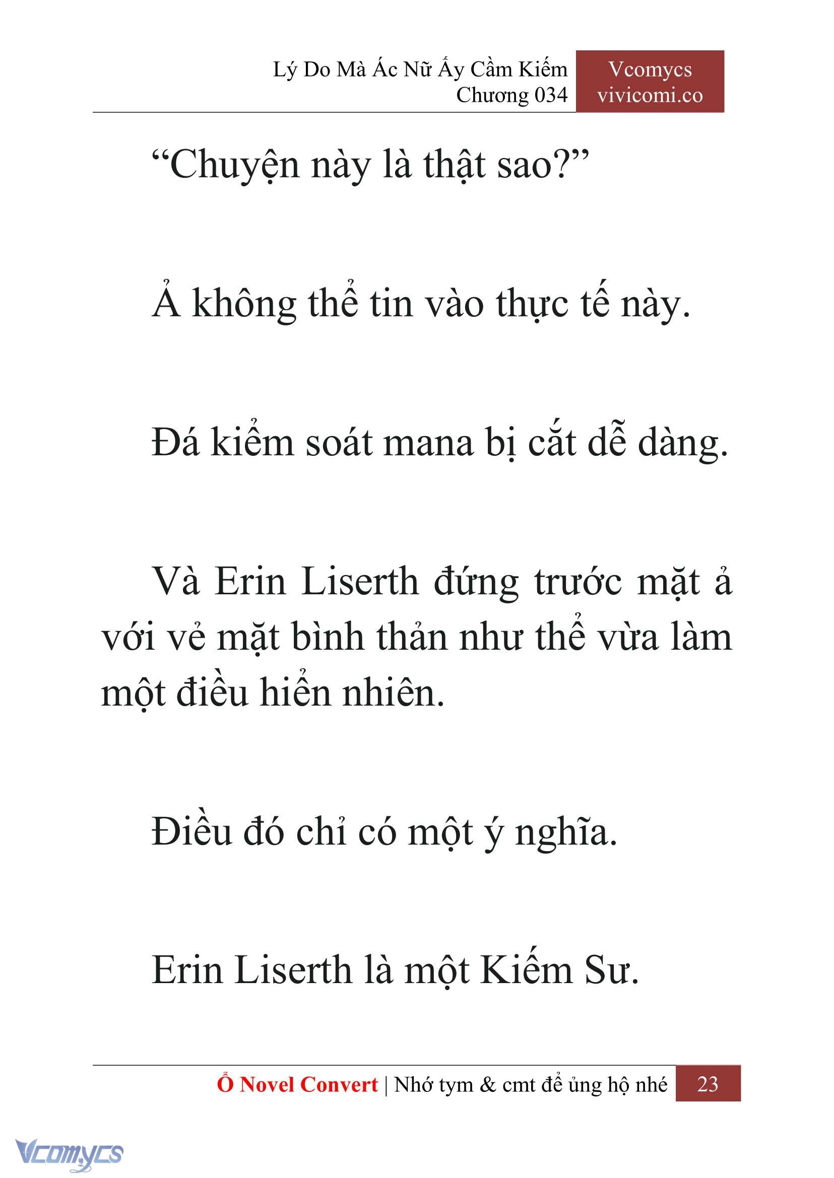 [Novel] Lý Do Mà Ác Nữ Ấy Cầm Kiếm Chap 34 - Next Chap 35