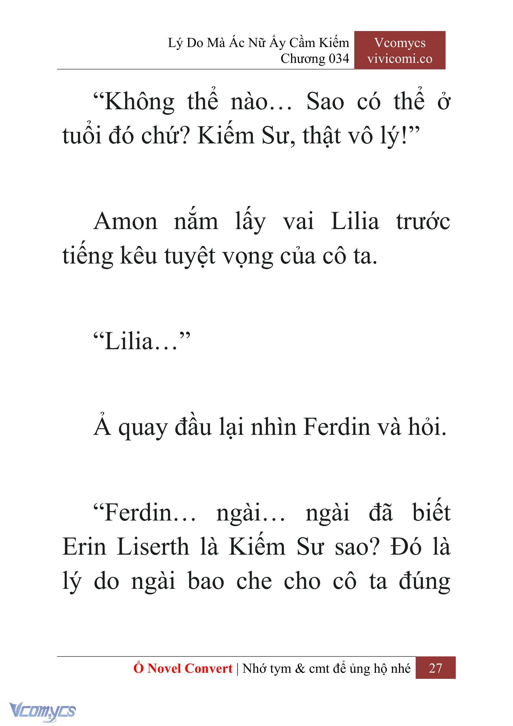 [Novel] Lý Do Mà Ác Nữ Ấy Cầm Kiếm Chap 34 - Next Chap 35