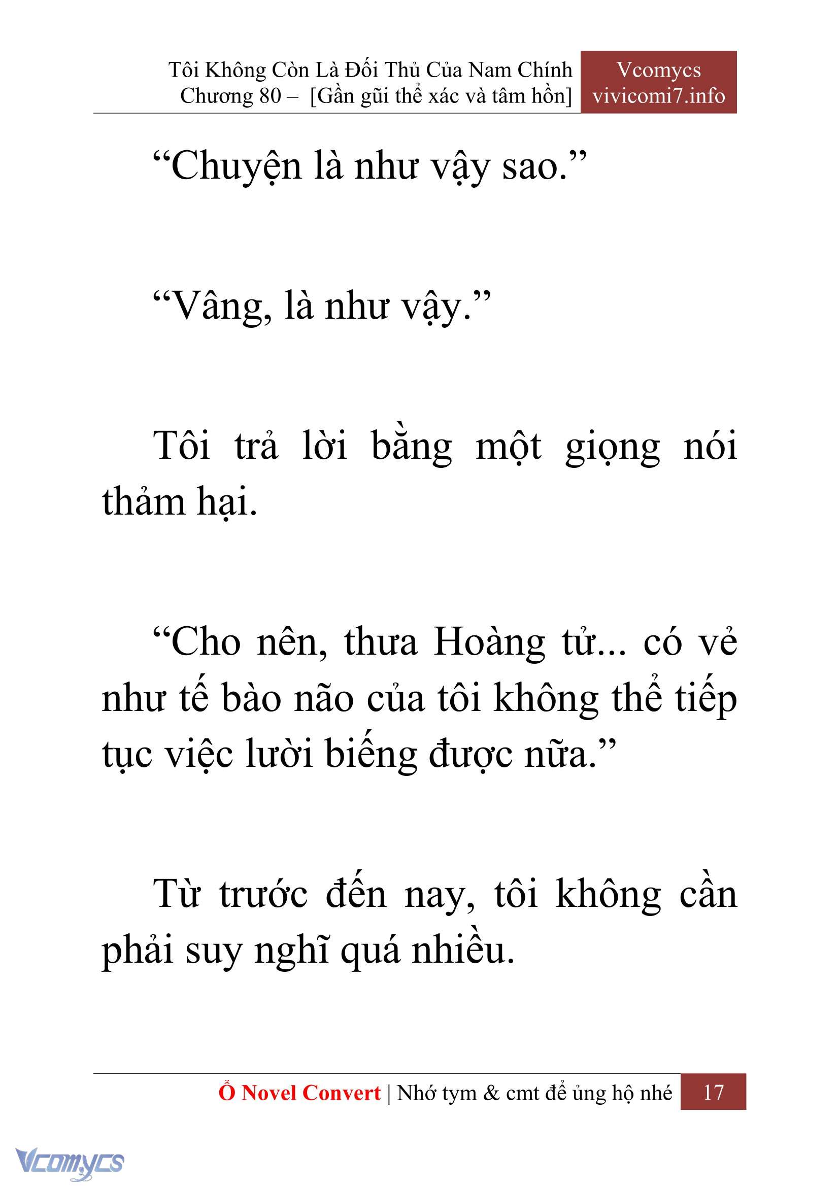 [Novel] Tôi Không Còn Là Đối Thủ Của Nam Chính Chap 80 - Next Chap 81