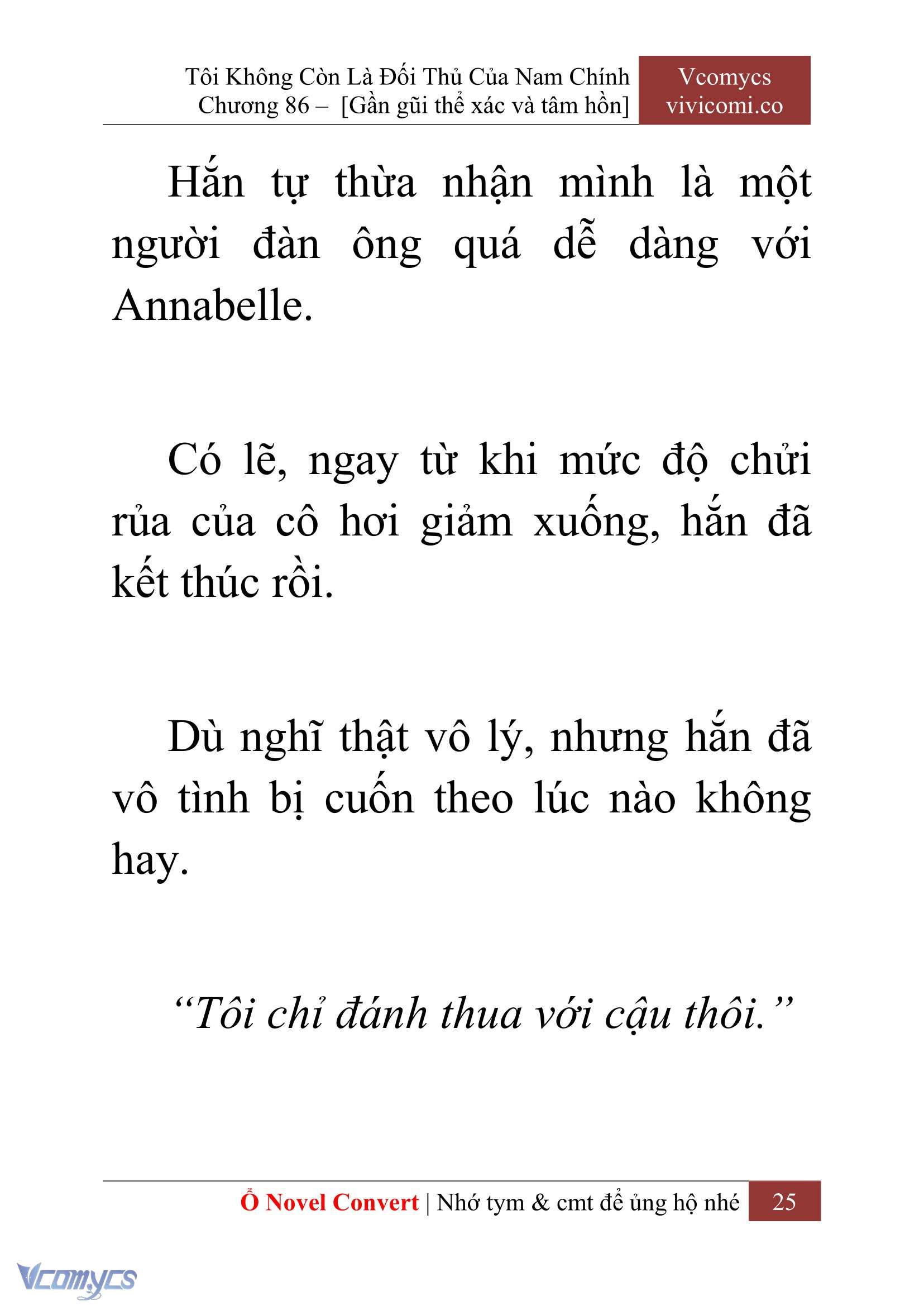 [Novel] Tôi Không Còn Là Đối Thủ Của Nam Chính Chap 86 - Next Chap 87
