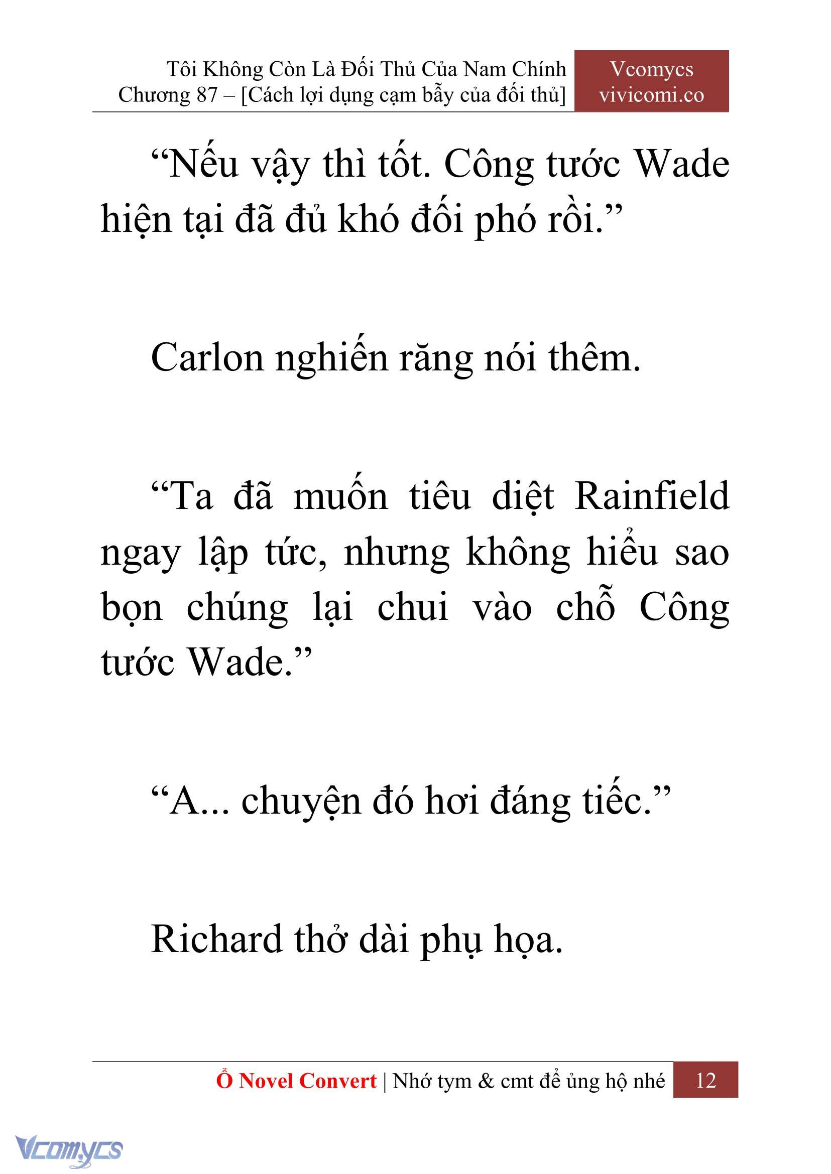 [Novel] Tôi Không Còn Là Đối Thủ Của Nam Chính Chap 87 - Next Chap 88