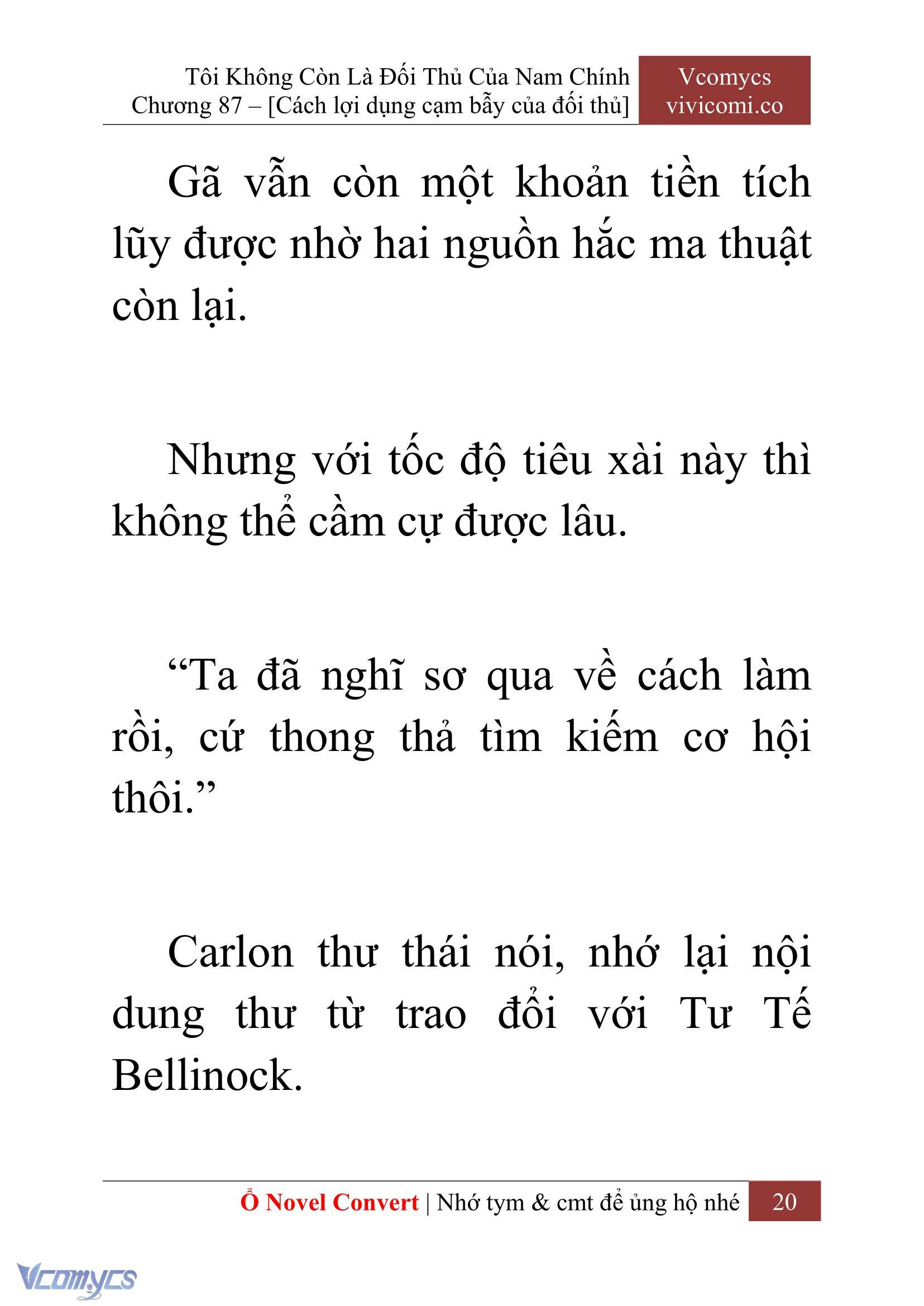 [Novel] Tôi Không Còn Là Đối Thủ Của Nam Chính Chap 87 - Next Chap 88