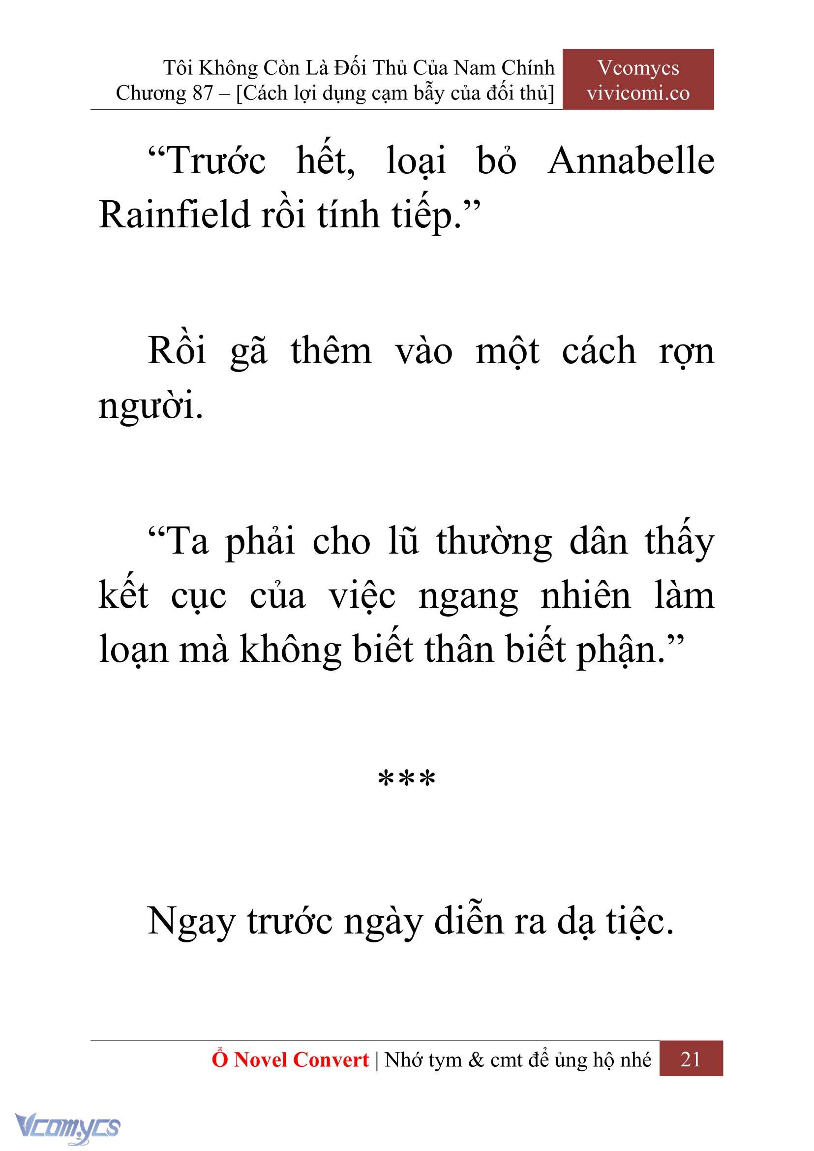 [Novel] Tôi Không Còn Là Đối Thủ Của Nam Chính Chap 87 - Next Chap 88