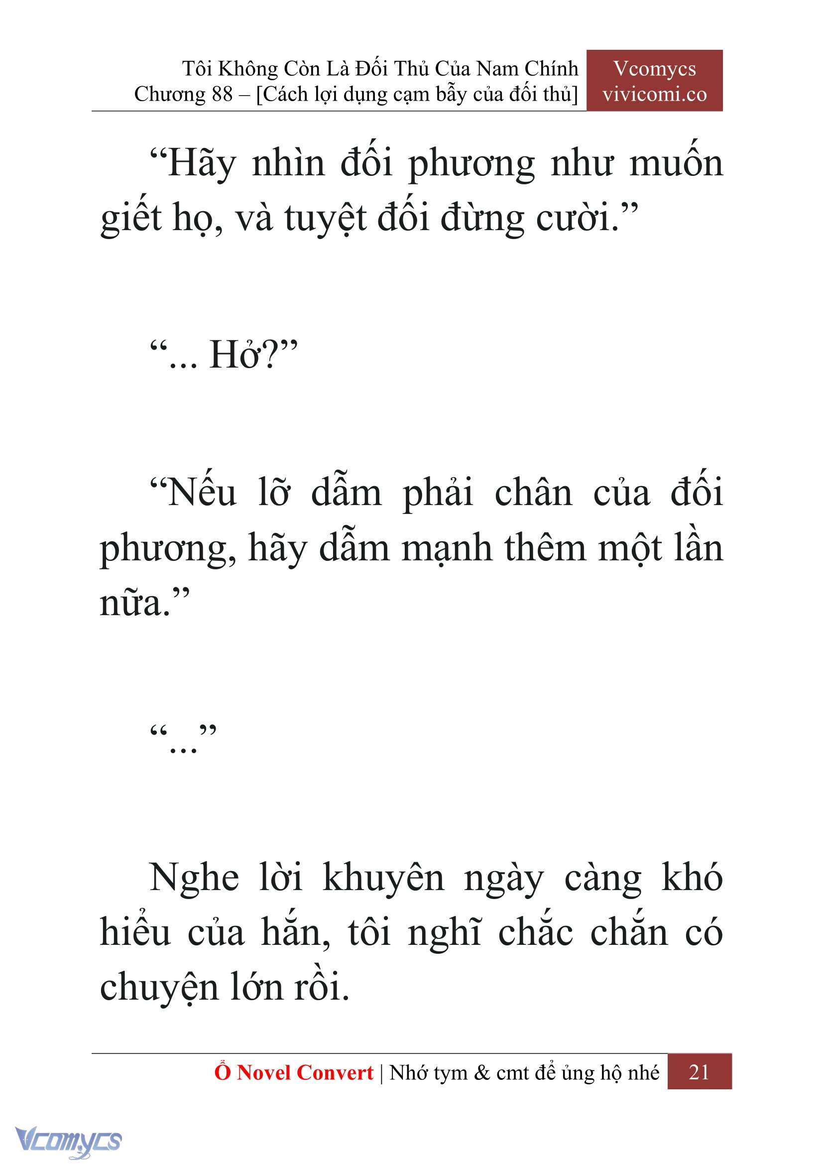 [Novel] Tôi Không Còn Là Đối Thủ Của Nam Chính Chap 88 - Next Chap 89