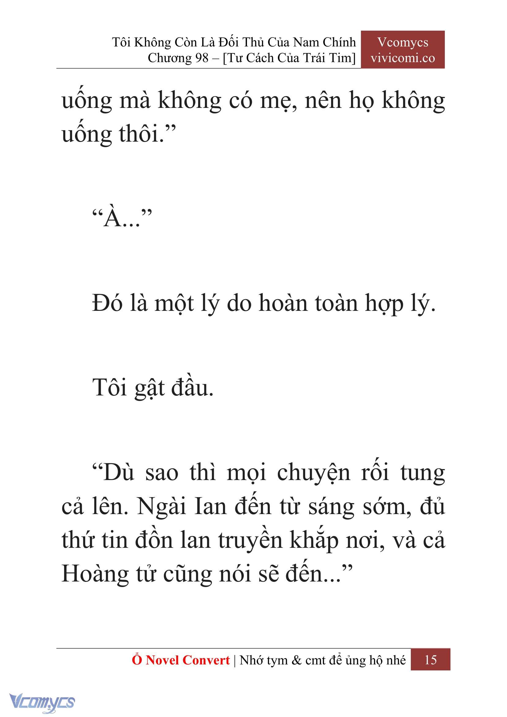 [Novel] Tôi Không Còn Là Đối Thủ Của Nam Chính Chap 98 - Next Chap 99