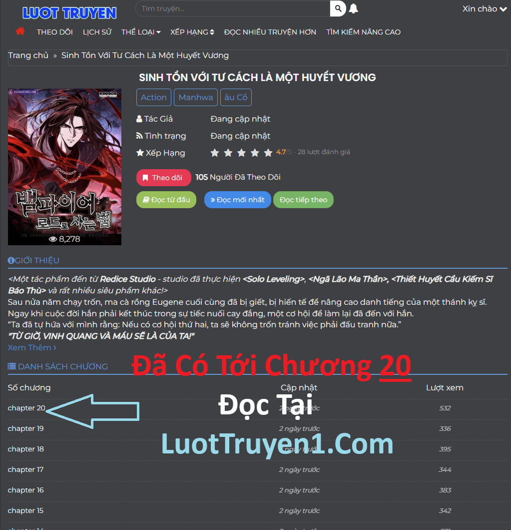 Sinh Tồn Với Tư Cách Là Một Huyết Vương Chap 5 - Next Chap 6