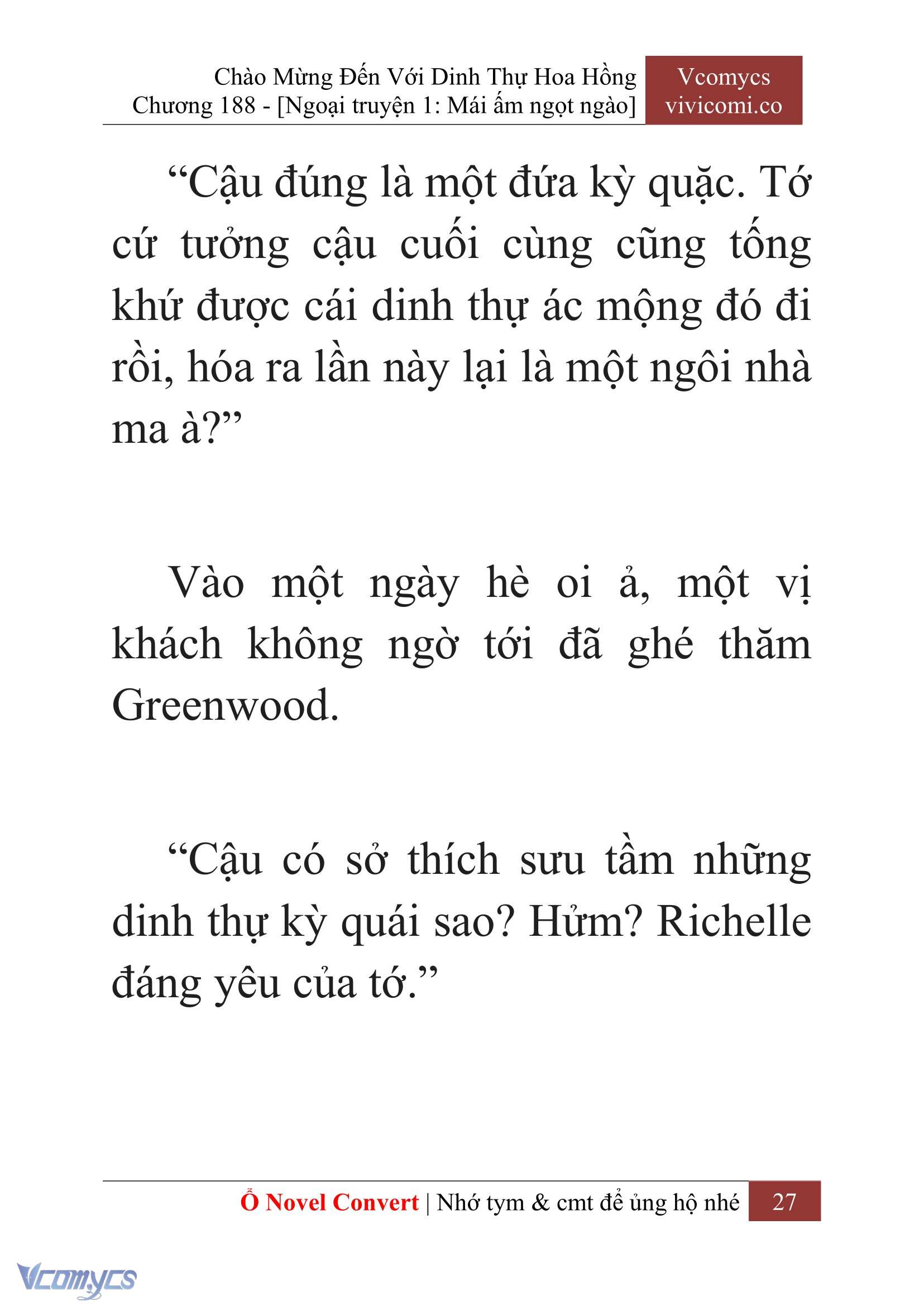 [Novel] Chào Mừng Đến Với Dinh Thự Hoa Hồng Chap 188 - Next Chap 189
