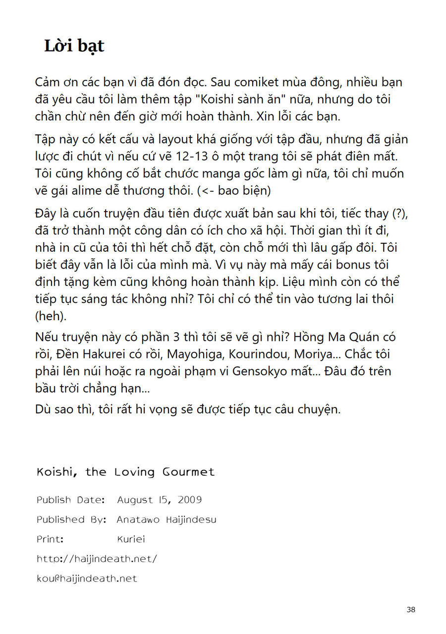 Touhou - Koishi Sành Ăn Chap 2 - Next Chap 3